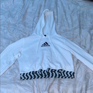 White Adidas Cropped Hoodie